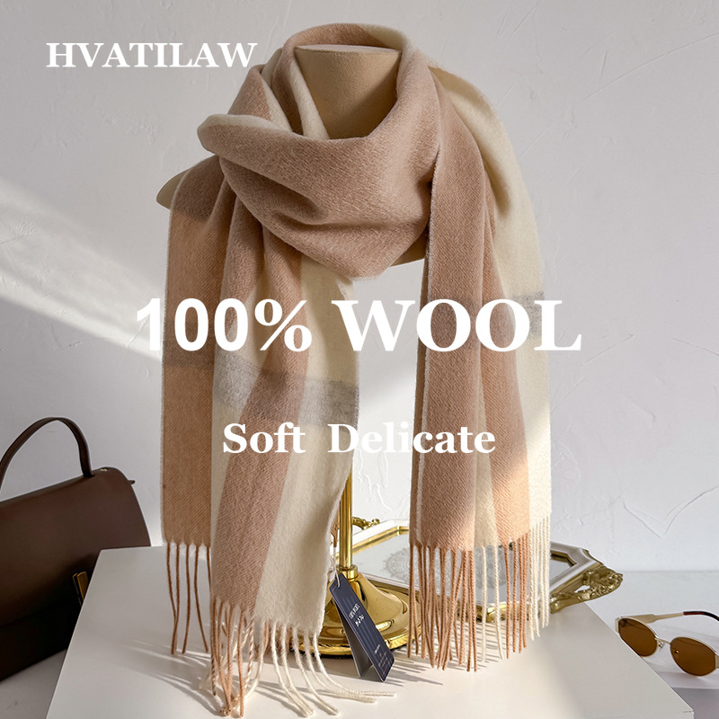 Wool Scarf Men - 100%ウールチェック柄スカーフ 男女兼用 冬用 暖かい チェック柄 タータン