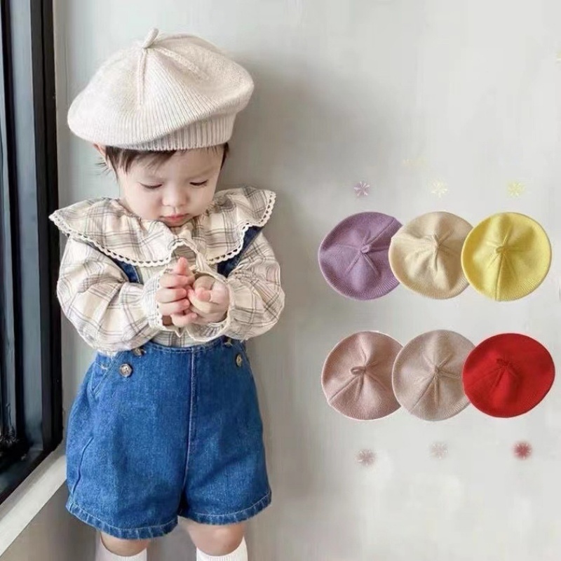 Knit Beanie Hat Warm - 新入荷 ニットベビーベレー帽 幼児ファッション フレンチスタイル ビーニーハット ソフトで暖かい