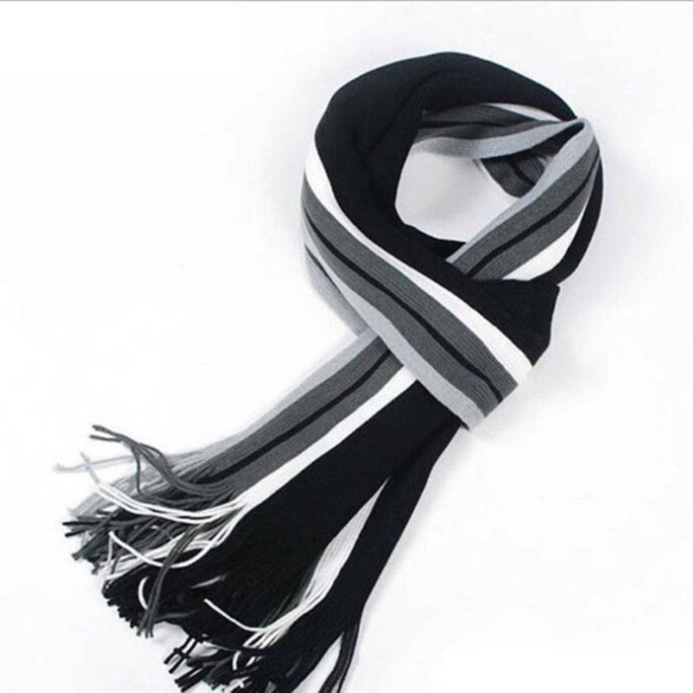 カシミヤ男性ストライプスカーフファッション厚いタッセルストー - Wool Scarf Men のレビューと価格