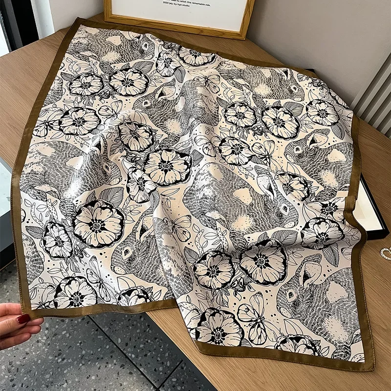 100% シルクスクエア女性のための古典的なスカルプリントバ - Shawl Wrap Winter のレビューと価格