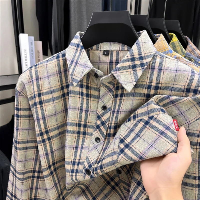 メンズ レトロ チェック柄 フランネル ボタンダウンシャツ  - Flannel Shirt Lined のレビューと価格