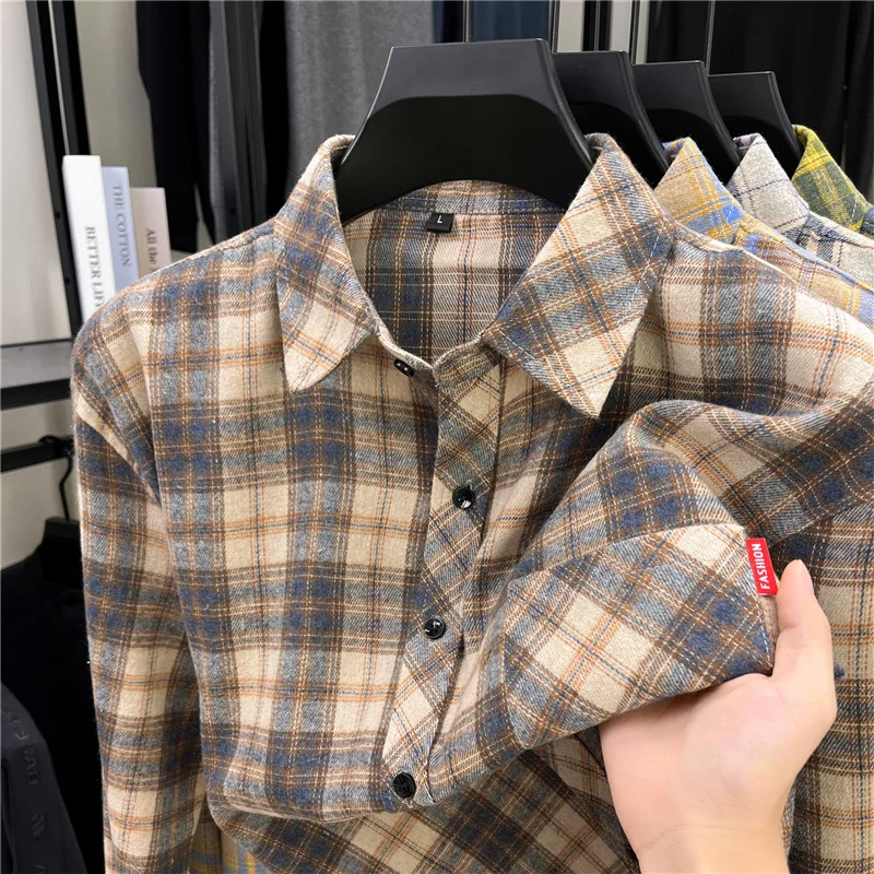 メンズ レトロ チェック柄 フランネル ボタンダウンシャツ  - Flannel Shirt Lined のレビューと価格