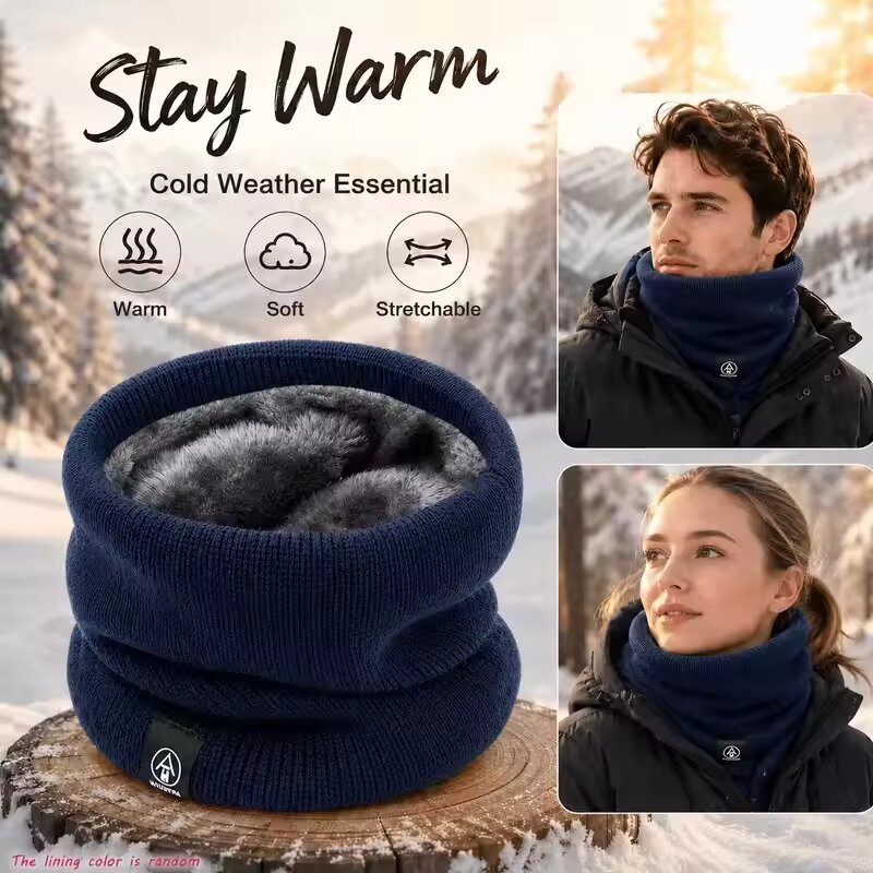冬用暖かいニットネックマフラー、男女兼用、プラッシュフルマス - Wool Scarf Men のレビューと価格