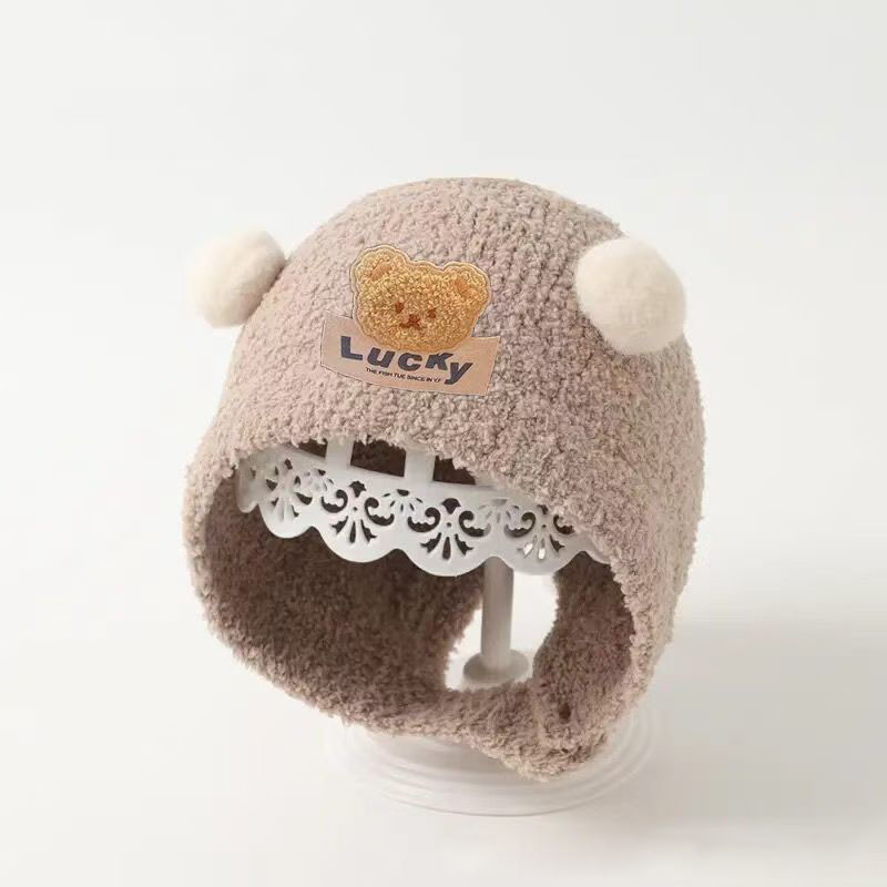 かわいいクマの赤ちゃん耳保護キャップ冬暖かいぬいぐるみ厚みの - Knit Beanie Hat Warm のレビューと価格