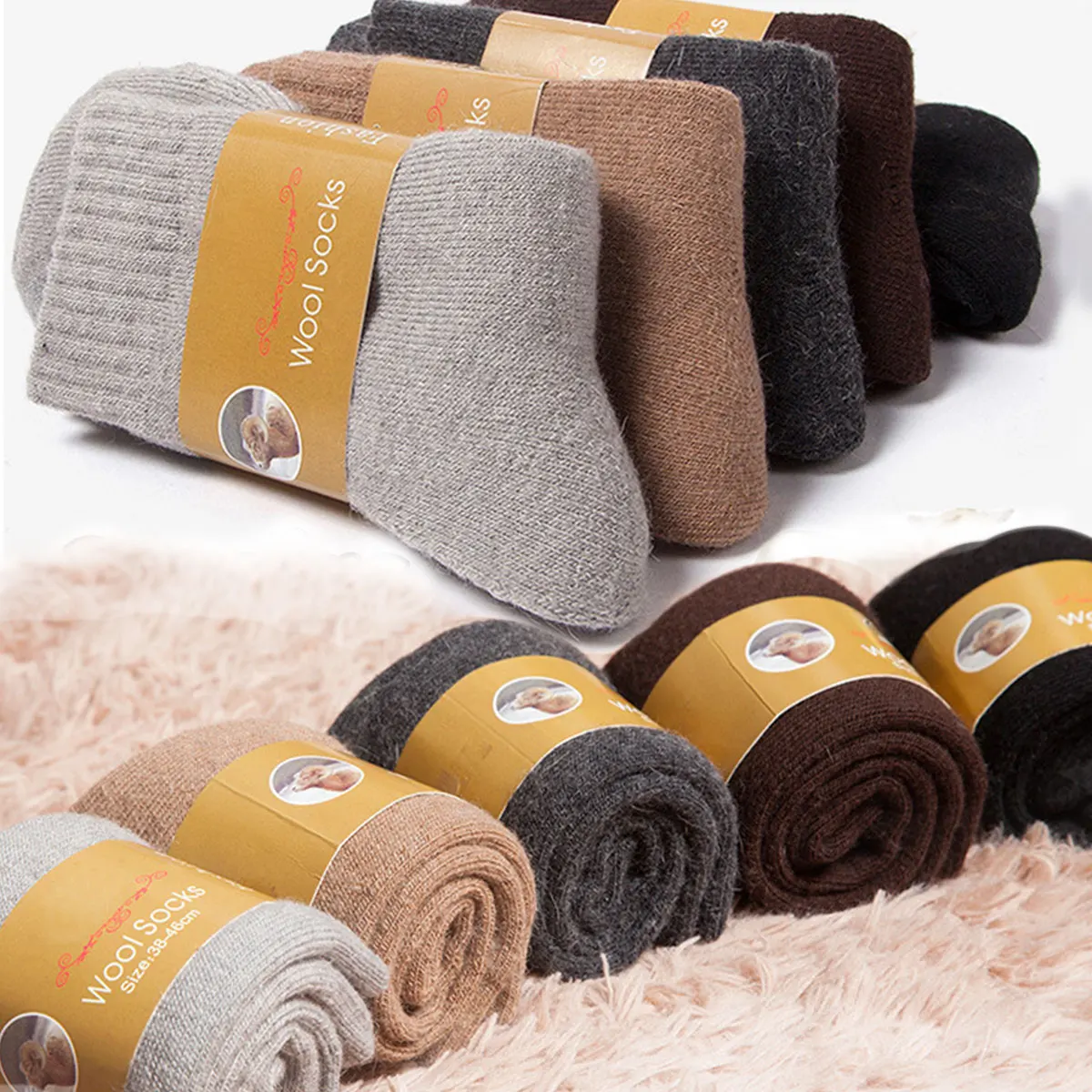 2足組 冬用暖かい靴下 メンズ 超厚手 プラッシュ 無地 防 - Thermal Sock Wool のレビューと価格