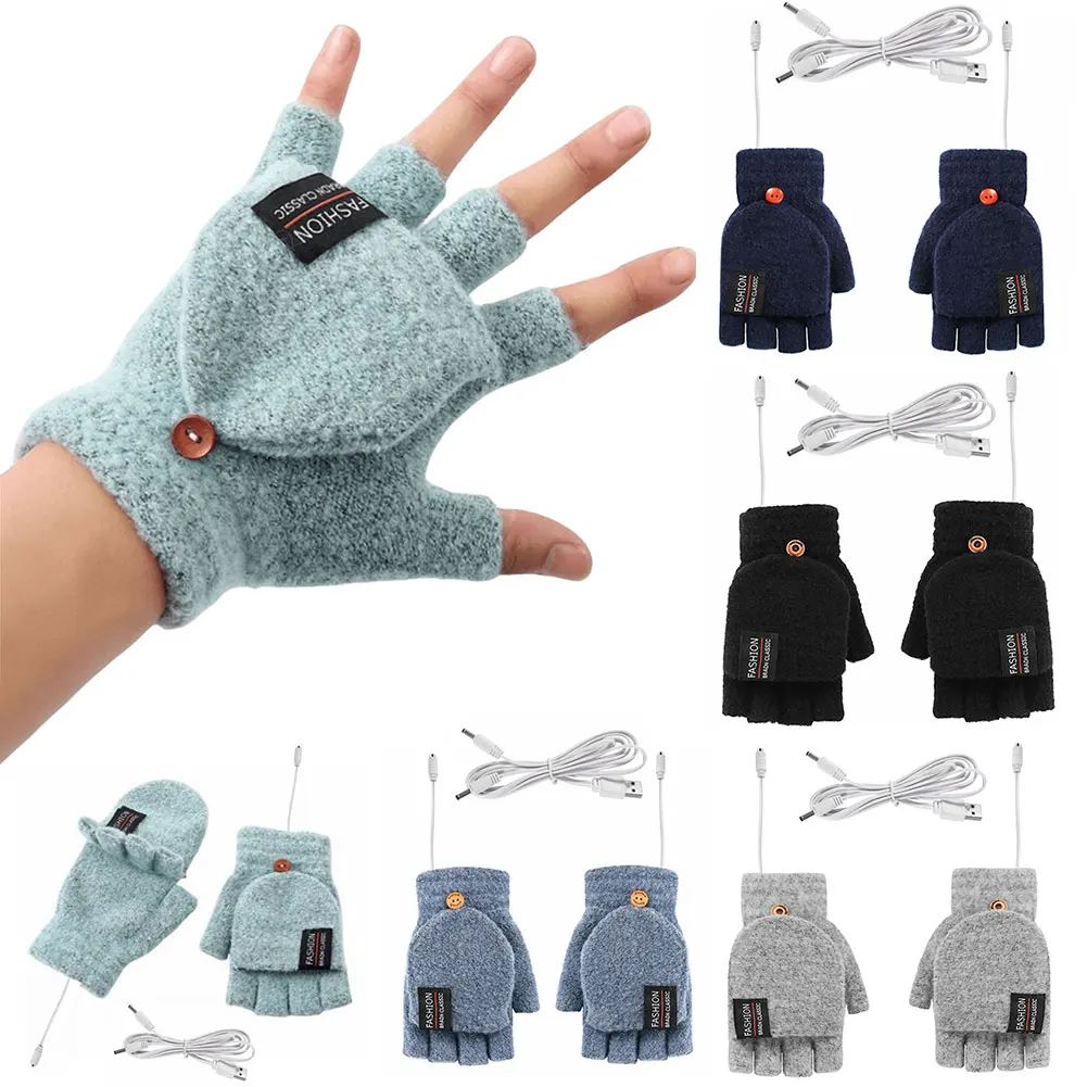 USB 電熱手袋冬屋外サーマルタッチスクリーンフルハーフフィ - Touch Screen Gloves のレビューと価格