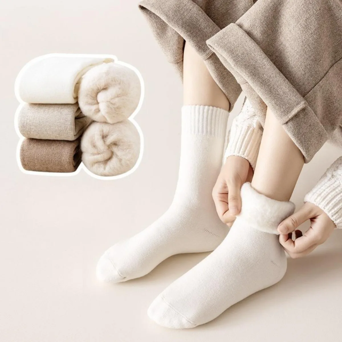 1 ペア冬暖かいサーマルソックス女性用極厚断熱加熱クルーブー - Thermal Sock Wool のレビューと価格