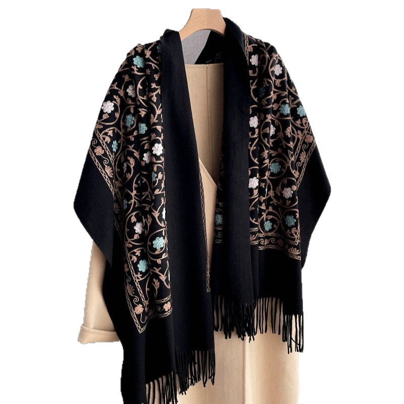 2025年新作 刺繍入りカシミヤスカーフ レディース 冬用シ - Cashmere Pashmina Wrap のレビューと価格