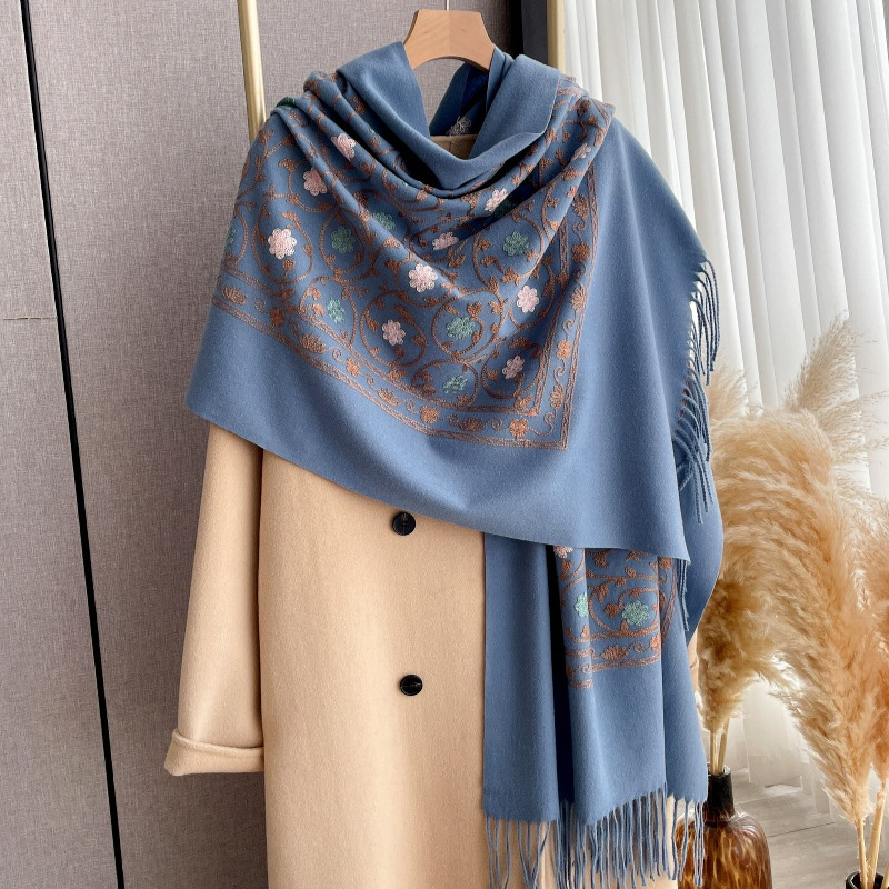 2025年新作 刺繍入りカシミヤスカーフ レディース 冬用シ - Cashmere Pashmina Wrap のレビューと価格
