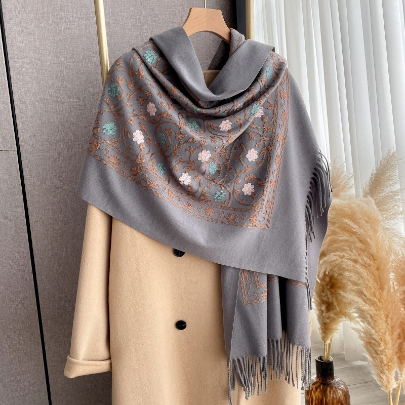 2025年新作 刺繍入りカシミヤスカーフ レディース 冬用シ - Cashmere Pashmina Wrap のレビューと価格