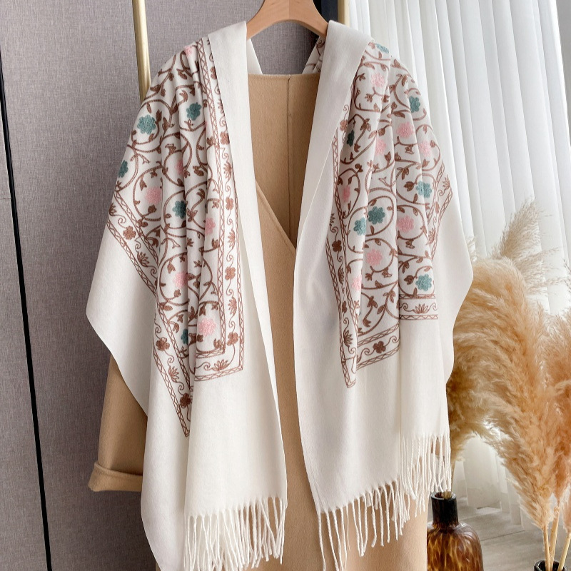 2025年新作 刺繍入りカシミヤスカーフ レディース 冬用シ - Cashmere Pashmina Wrap のレビューと価格