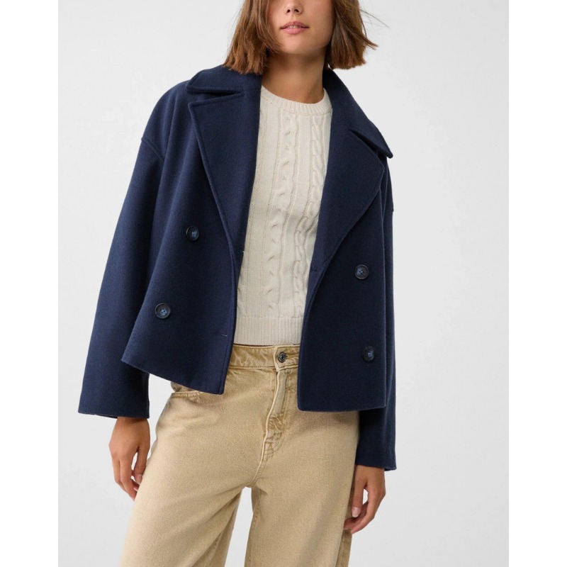 レディース オーバーサイズ ダブルブレスト ウール混紡 ピー - Wool Coat Peacoat のレビューと価格