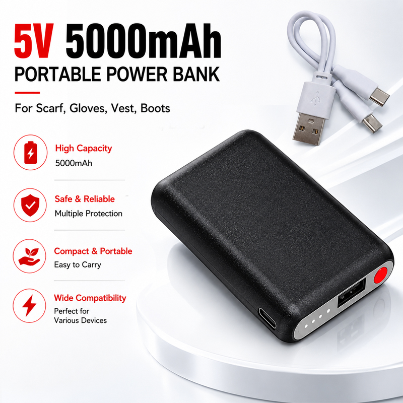 5V 5000mAh ヒーテッドグローブ用バッテリーパワーバ - Heated Vest Battery のレビューと価格
