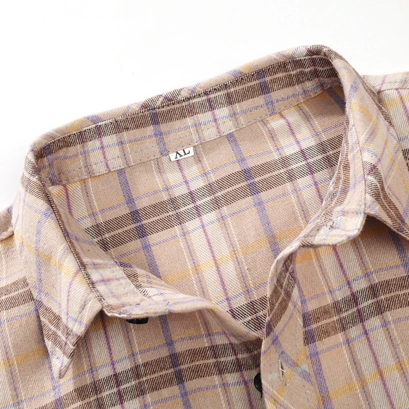 メンズカジュアルチェック柄フランネルボタンシャツ、ターンダウ - Flannel Shirt Lined のレビューと価格