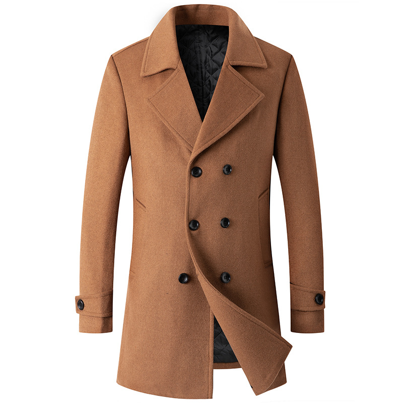 男性用ダブルブレストジャケット,ロングトレンチコート,冬用ウ - Wool Coat Peacoat のレビューと価格