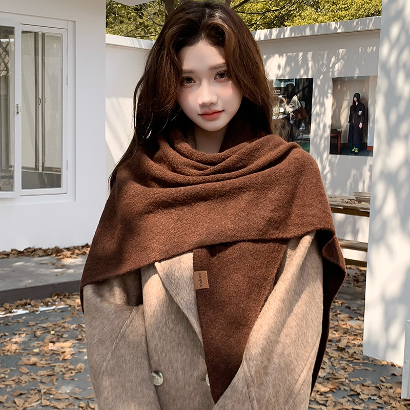シンプルな無地のニット三角ショール、トレンディなファッション - Shawl Wrap Winter のレビューと価格